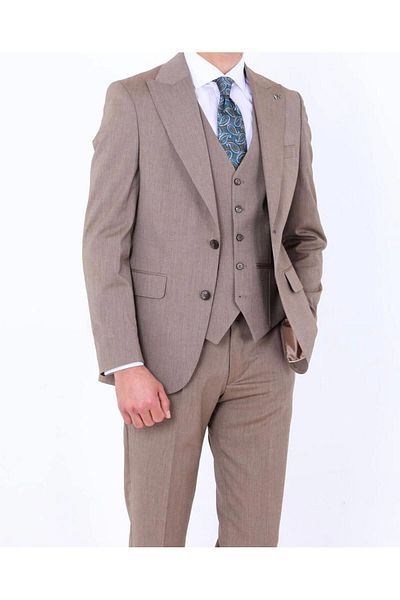 Kadir Büyükkaya Ανδρικό Slim Fit κοστούμι βισκόζης - με γιλέκο, μπορεί να χρησιμοποιηθεί σε όλες τις εποχές - kaw1003s