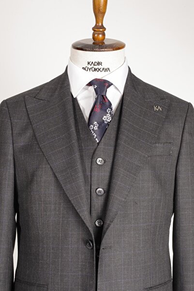 Kadir Büyükkaya Modern Slim Fit Yelekli Takım Elbise-kaw1009s