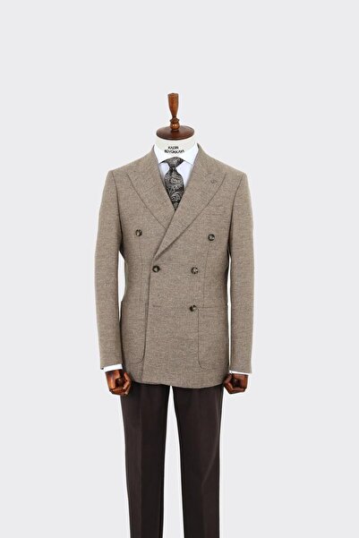 Kadir Büyükkaya Modern Kesim Erkek Yün Ceket - Kruvaze Model-kaw5235w