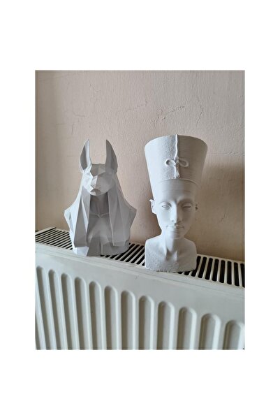 GENCAX Antik Mısır Nefertiti ve Anubis Biblo 20 Cm