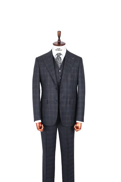 Kadir Büyükkaya Stylish and Elegant Slim Fit Men's Suit with Vest - Suitable for Four Seasons-Kaw1011S