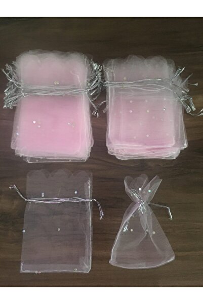 YÜCETÜL Pembe Tül Kese 10.5 X 7 Cm Organze Tül Kese Adet