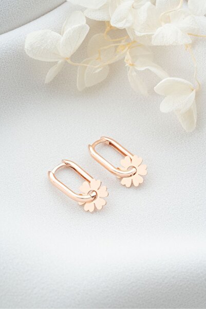 Silvano Jewelry 925 Ayar Gümüş Rose Göçmen Küpesi