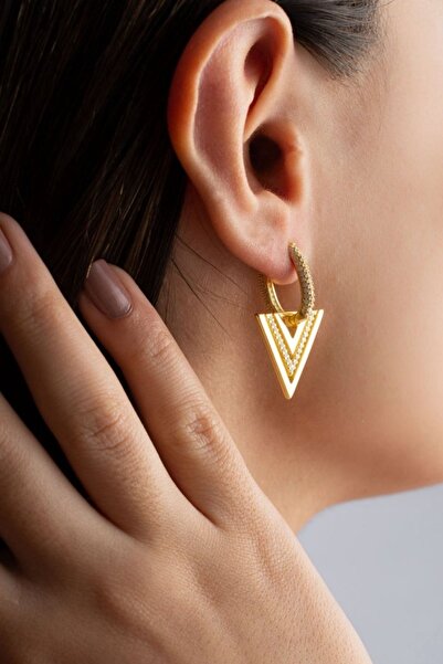 Silvano Jewelry 925 Ayar Gümüş Elegant Üçgen Küpe