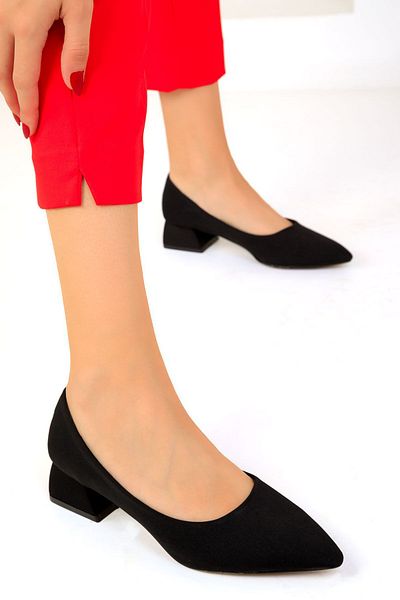 SOHO Matte Satin Black Women's Heeled Shoes - 19483