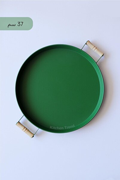 kitchen trend 3 Piece 45white, 37green, 30black Metal Tray with Wooden Handles Tea Tray Presentation Tray Set