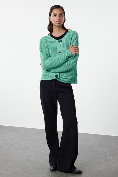 Trendyol Collection Green Wide Fit - Thick Basic Knitwear Cardigan Twoaw25Hi00156