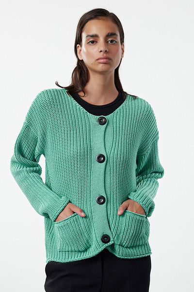 Trendyol Collection Green Wide Fit - Thick Basic Knitwear Cardigan Twoaw25Hi00156
