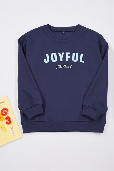 TRENDYOLKIDS Хлопчики Slogan Printed Navy Blue Orme Sweatshirt Crew Neck Sweatshirt TKDAW25SW00031