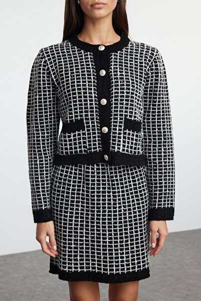 Trendyol Collection Kötött alsó-felső szett - fekete kötött részletekkel TWOAW25AU00005