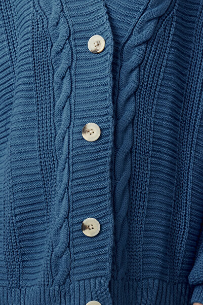 Trendyol Collection Indigo Wide Fit - Pletený Cardigan TWOAW22HI0176