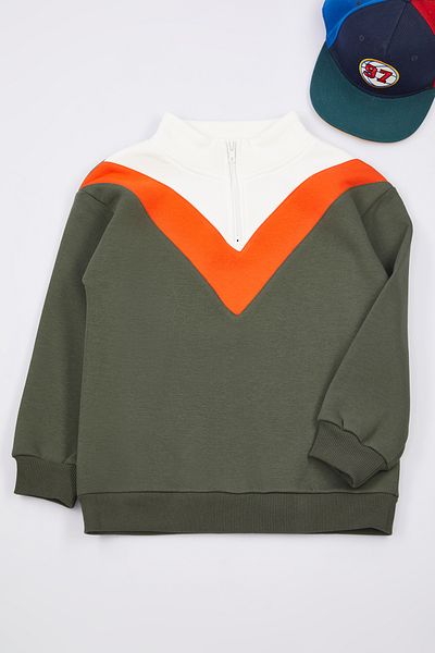 TRENDYOLKIDS Χακί κοριτσίστικο πλεκτό φούτερ TKDAW25SW00036