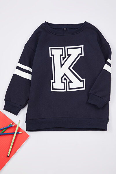 TRENDYOLKIDS Chlapecká školní mikina – Navy*001, Potištěná, Bavlna, Tkdaw25Sw00014
