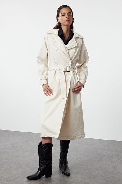 Trendyol Collection Джинсові тренчкоти з білим поясом TWOSS23TR00028