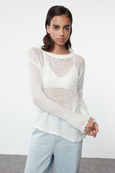 Trendyol Collection Прозорий светр екрю Светр TWOAW25KZ00145
