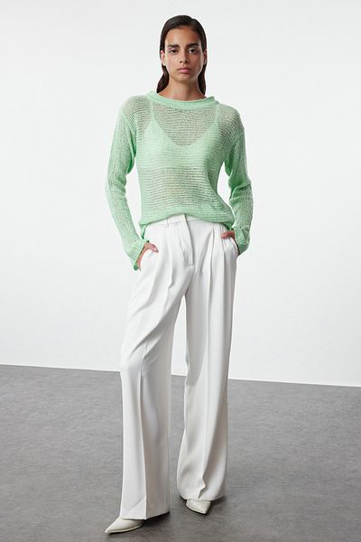 Trendyol Collection Transparenter Strickpullover in Mintfarbe - TWOAW25KZ00145