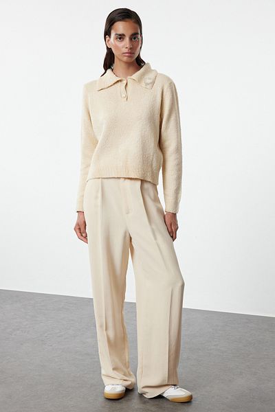 Trendyol Collection Pulover din tricotaje cu textura moale cu detaliu bronșic - TWOAW25KZ00246