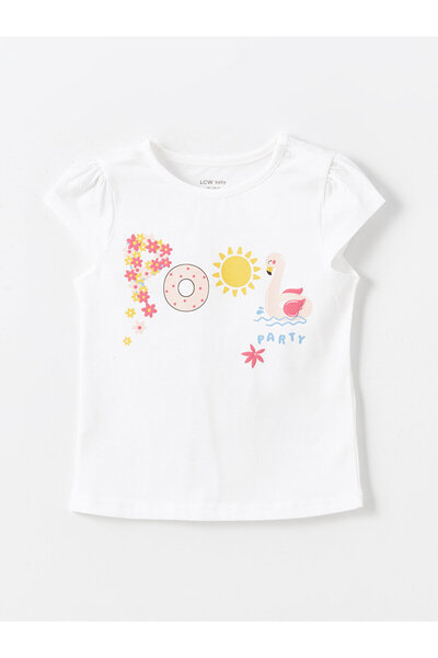 LC Waikiki Printed Short Sleeve Crew Neck Pajama Set for Baby Girl