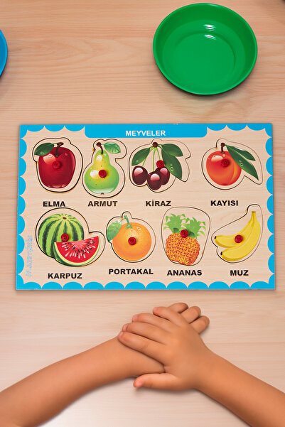 printkonsept Eğitici Ahşap Tutmalı Yapboz Meyveler Puzzle