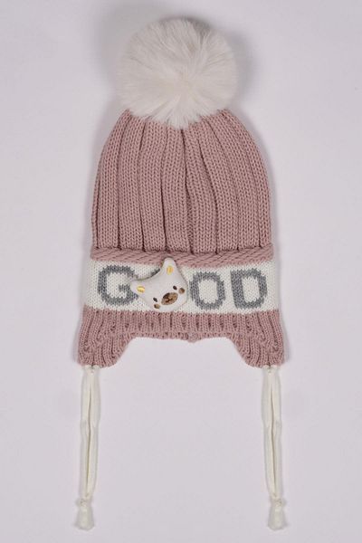 zepkids Dried Rose Colored Beanie with Teddy Bear