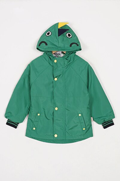 zepkids معطف واق من المطر بأكمام طويلة وغطاء للرأس مطبوع عليه ديناصور باللون ...