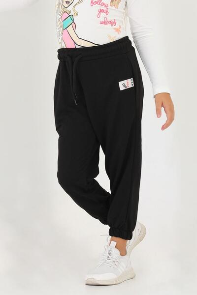 zepkids Чорні спортивні штани з еластичним поясом і кишенями для дівчаток