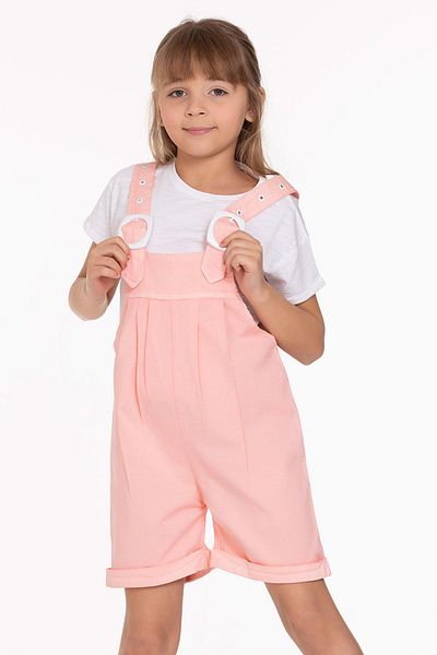 zepkids Crew Neck Short Sleeve Sorted Belt Detailed Salmon Color Girl's Sorted Slippers