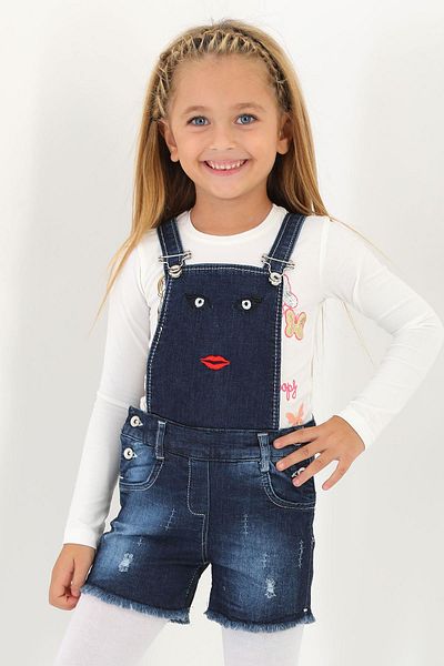 zepkids Face Embroidered Navy Blue Color Girl's Slippers