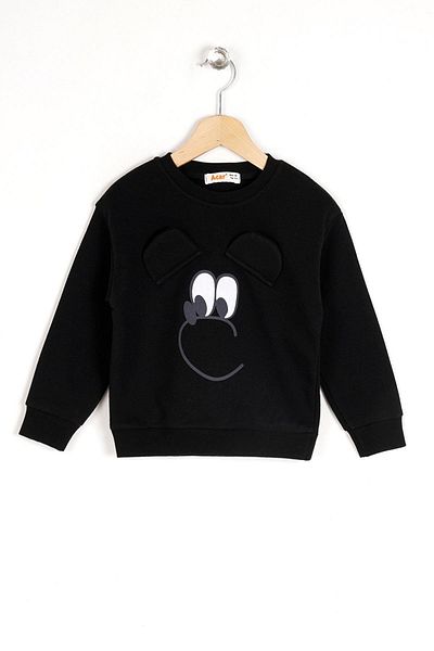 zepkids Crew Neck Long Sleeve Black Color Girl's Sweatshirt