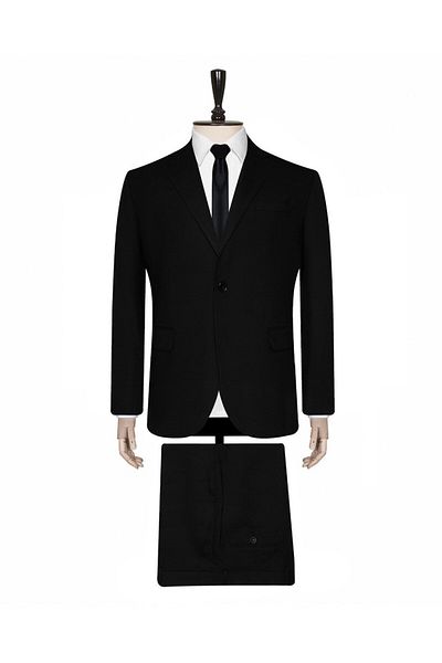 SÜVARİ Cavalry Loose Cut 6 Drop Black Plain Suit