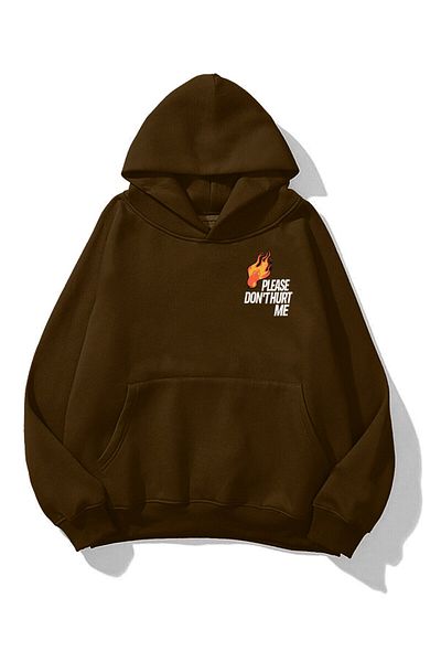 Trendiz Φούτερ με κουκούλα με κουκούλα Unisex Brown Please Dont Hurt Me