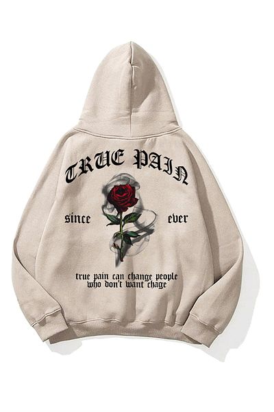 Trendiz Unisex True Pain Sweatshirt Hoodie Stone