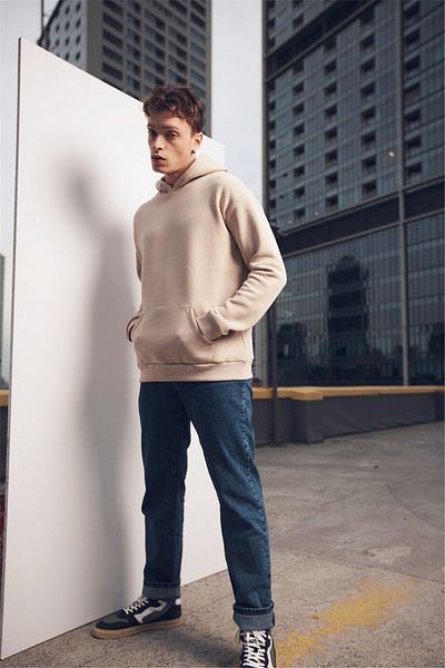 Trendiz Unisex Oversize Basic Sweatshirt Hoodie Stone