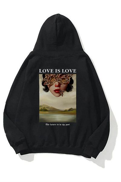 Trendiz Unisex Love Is Love Sweatshirt Kapuzenpullover Schwarz