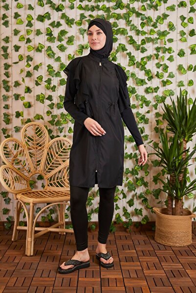 Moodbasic Omuz Şifon Volanlı Mayo