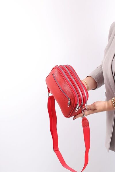 GALB LEATHER Medium Size Daily Women's Shoulder Bag - 4 Compartments, Wide Strap, 21 x 15 cm