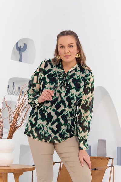 RMG Plus Size Black Blouse - Collar Scarf Detail