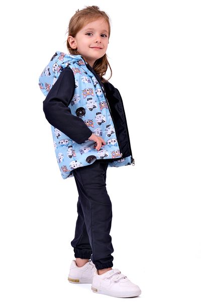 Merdia Cat Printed Girl's Inflatable Vest and Combed Cotton Set - Hooded, 2 String Vest and Bottom Set