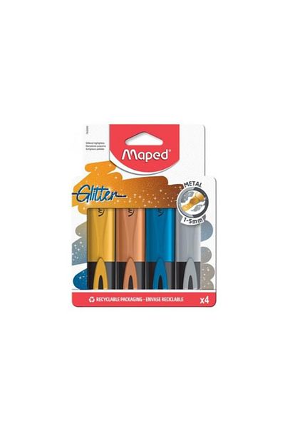 Maped 742000   Fluo Peps Glitter Metal 4-Piece Highlighter