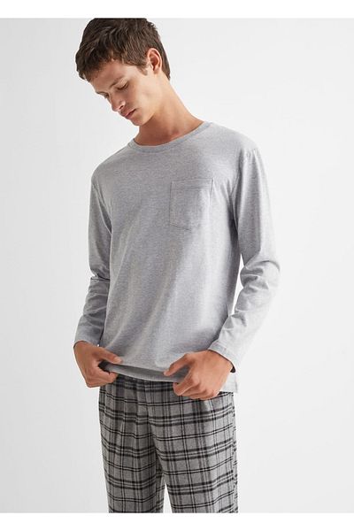 Mango Teen Dwuczęściowy komplet piżam w długą kratkę