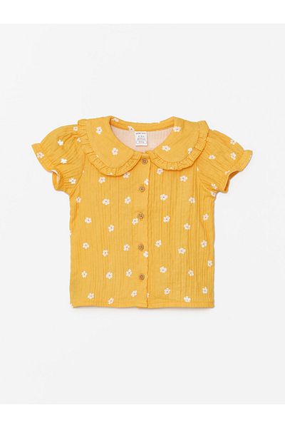 LC Waikiki Baby Collar Sleeveless Floral Print Blouse and Shorts for Baby Girl - Set of 2