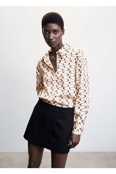 MANGO Woman Cămașă din satin cu model