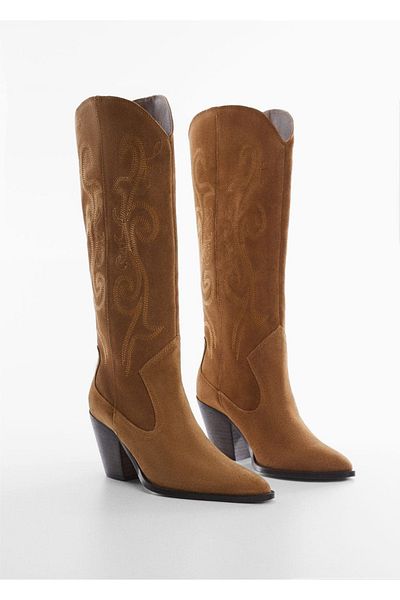 MANGO Woman Δερμάτινες μπότες Cowboy Style