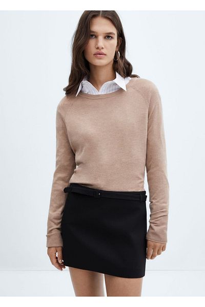 MANGO Woman Straight Cut Mini Skirt with Belt