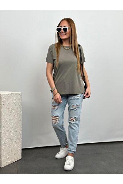 Sümeyra Moda Orijinal Açık Mavi Yırtk Jean Pantolon