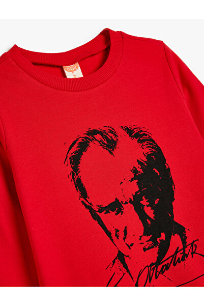 Koton Ataturk Printed Sweat Crew Neck Raised Cotton