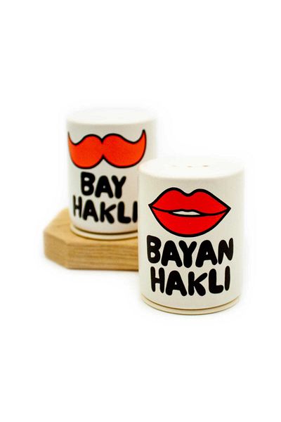 PALTO TASARIM Mr. Haklı & Haklı Ceramic 2-Piece Salt and Pepper Shakers Set