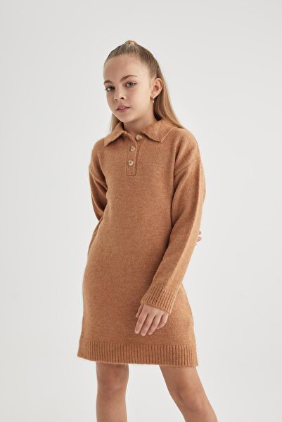 DeFacto Lány kötöttáru póló galléros ruha - hosszú ujjú A7310a823wn