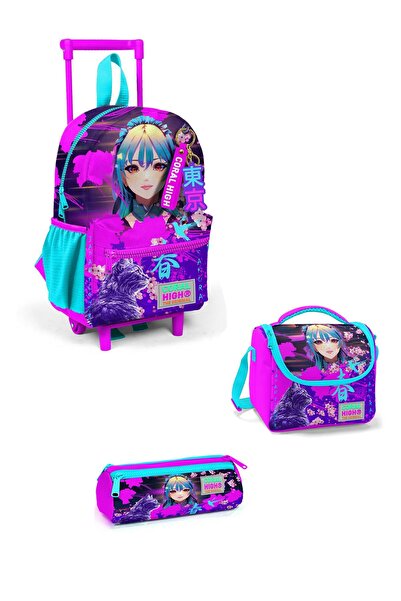 Coral High little NeSt - Purple Pink Anime Cat Pattern, Two CompartmentS with...