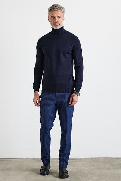 Livio Ferri Мъжки плетен пуловер с поло яка Slim Fit